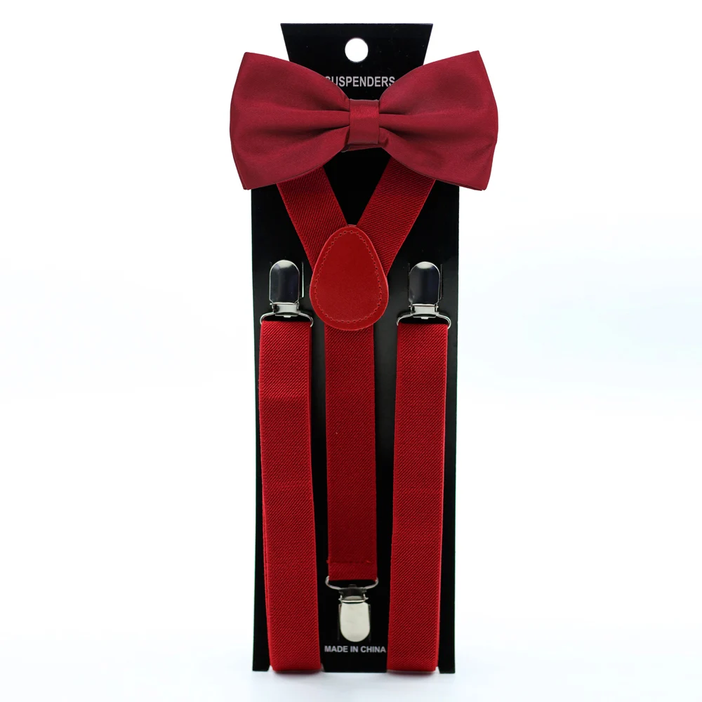 HUISHI Uomini Adulti Poliestere Bretelle In Pelle Elastica Solido Colorato Blu Nero Rosso Bretelle di Modo Con Gratuita di Bow Tie Vestito