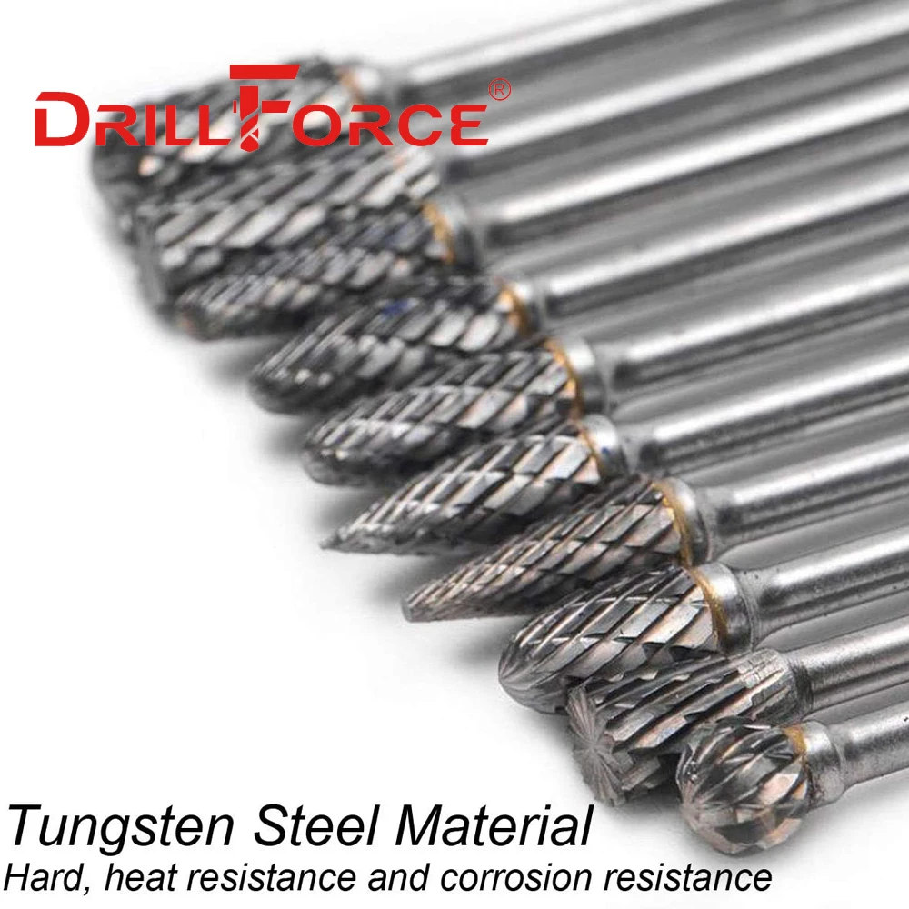 Drillforce 3x3 مللي متر كربيد التنغستن قاطعة المطحنة أداة دوارة لدغ نك النقش جلخ سَحْبِ الفِلِزَّاتِ أدوات تلميع الطحن
