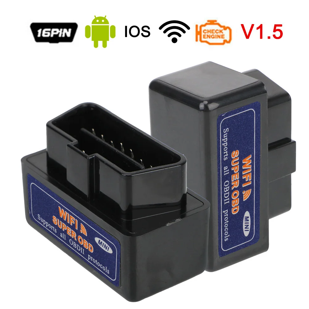 Автомобильные диагностические инструменты ELM327 V1.5 OBD2, считыватель кодов, сканер OBD 2 ELM 327, Wi-Fi комплект для IOS, Android, автомобильные аксессуары, универсальные 12 В