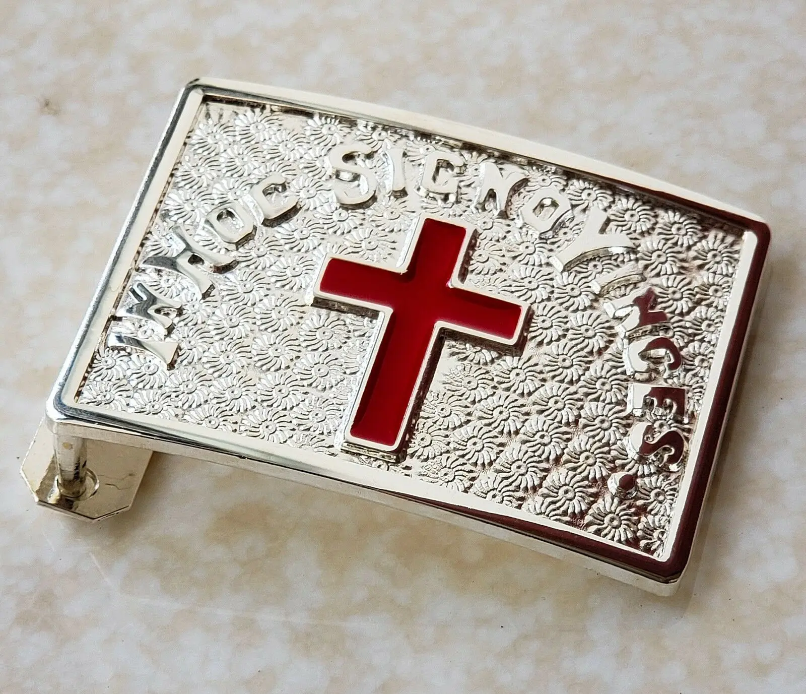 Grand Commander Masonic IN HOC SIGNO VINCES Red Cross Templar Shield Belt Buckle Knights Templar Belt Red Buckle Gold