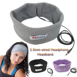Wired Sleep Headset Sports Breathable Headband Soft Earphone Music Player with 3.5mm Plug for Mobile Phone PC Birthday Gifts