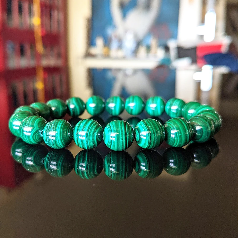 MG1115 Natural AAA Grade 10 mm Malachite Bead Bracelet for Men High Quality Natural Gemstone Beads Bracelet Energy Protection