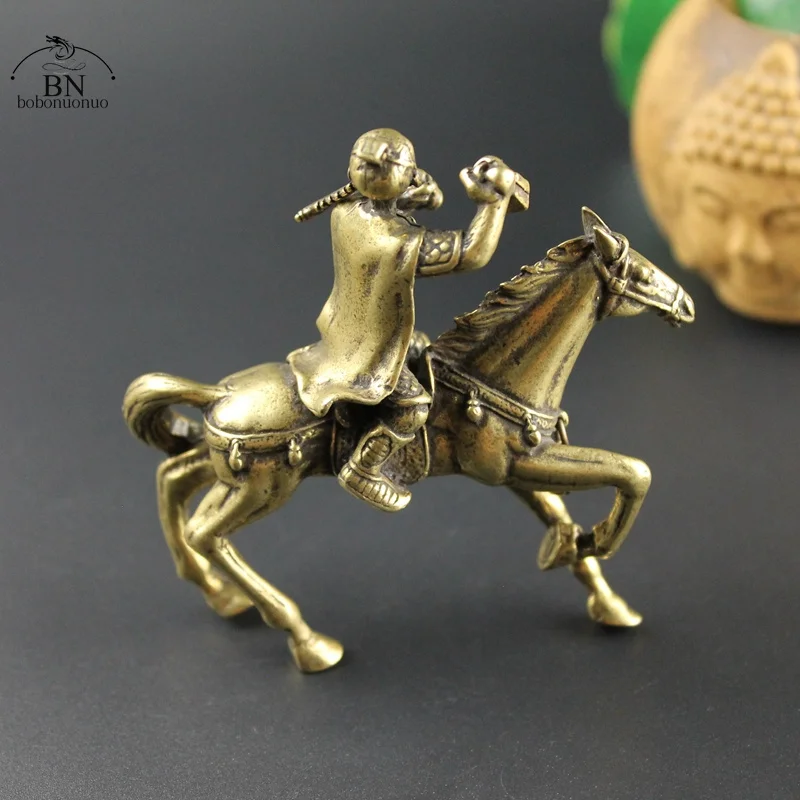 Pure Copper Monkey Riding Horse Statue Miniature Figurines Home Desk Feng Shui Ornaments Crafts Decor Bring Good Luck And Wealth