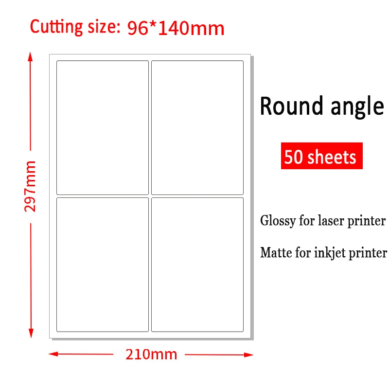 200 pcs 105mm*148.5mm Futam szögben Levélcím Ismertető jel matricák (50 Ágynemű A4) A6 Fehérítőszer Személyesen adhesiva matrica számára inkjet Lézer Nyomdász