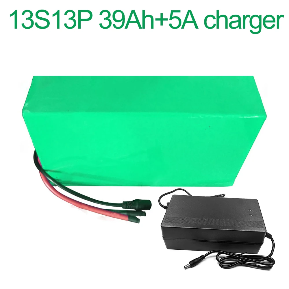 

Литий-ионный аккумулятор для электровелосипеда, с зарядным устройством 5 А, 48 В, 39 Ач, 13S13P 18650, 275x255x70 мм