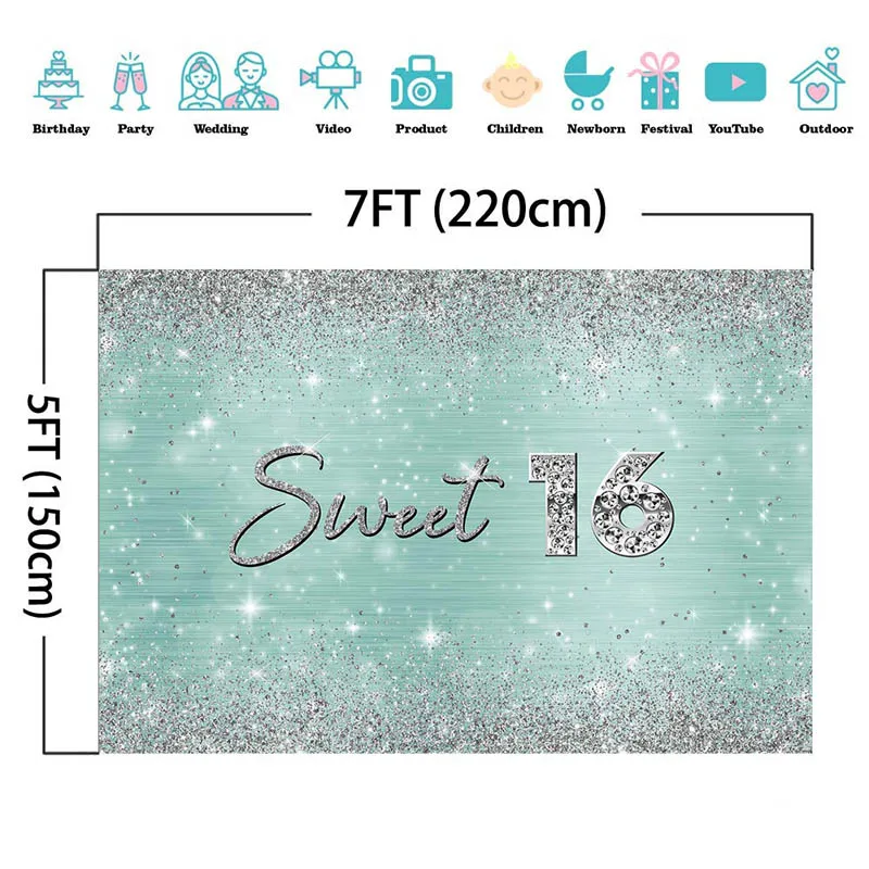 Mocsicka التصوير خلفية حلوة 16 فتاة الوردي تألق الماس حفلة عيد ميلاد خلفية التصوير الفوتوغرافي Photophone استوديو الصور