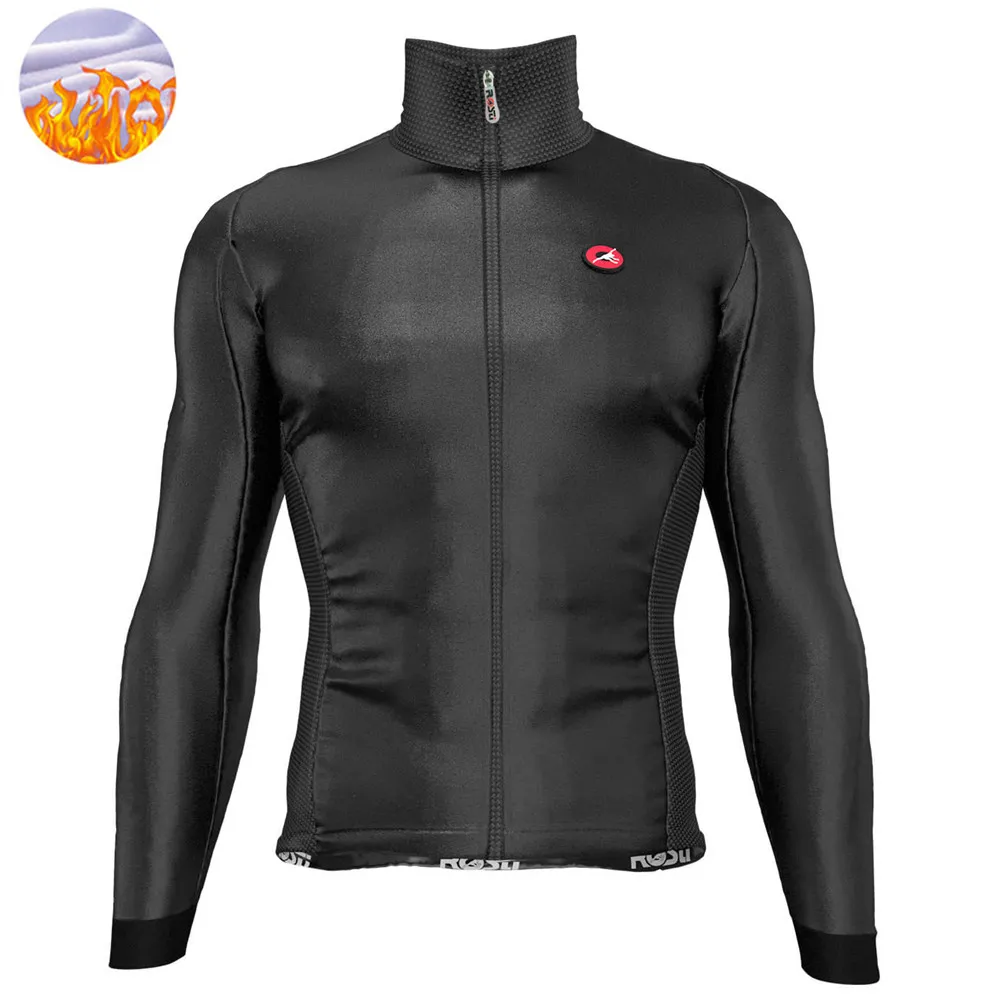 Rosti 2021 Winter Cycling Jersey Thermal Fleece Men Long Sleeve Jersey Outdoor Mountain Bicycle Keep Warm Light Jacket Ciclismo