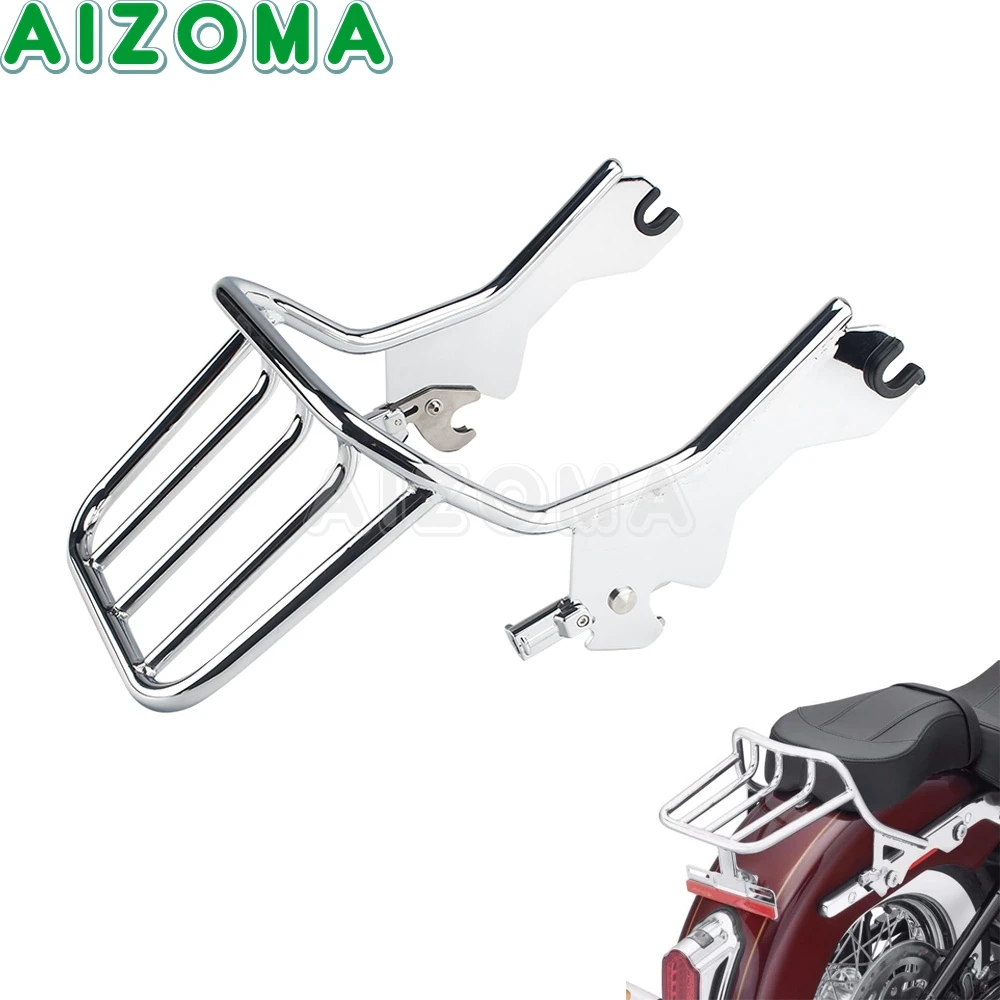 Chrome Motorcycle Carrier Rear Luggage Rack Rail Case For Harley Deluxe Street Bob Slim FLDE FLHC FLHCS FLSL FXBB FXST 2018-2020