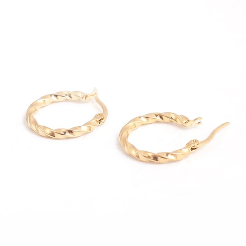 Exquisite Earrings 316 Stainless Steel Hoop Earrings Silver Color/Gold Color Spiral Round Fashion Women Earring Jewelry , 1 Pair