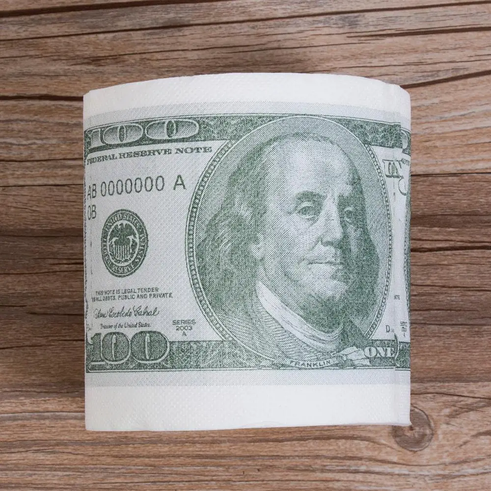 1 Roll $100 Dollar Bill Toilet Paper Christmas Home Supplies Rolling Paper Dump Trump Toilet Tissue Funny Novelty Gag Gift