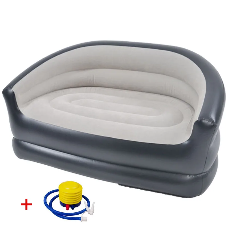 Inflatable Backrest Sofa Seat, Suede Flocking, Portable Leisure Recliner, Lounger Pedal, Lazy Sofa, Camp Chair foldable