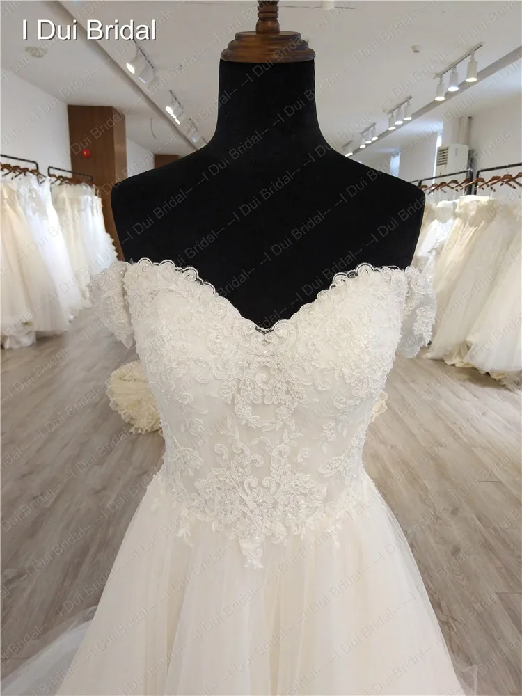 Fall Off Strap Wedding Dress Illusion Back A Line Classica Bridal Gown Custom Make High Quality Lace Style 476