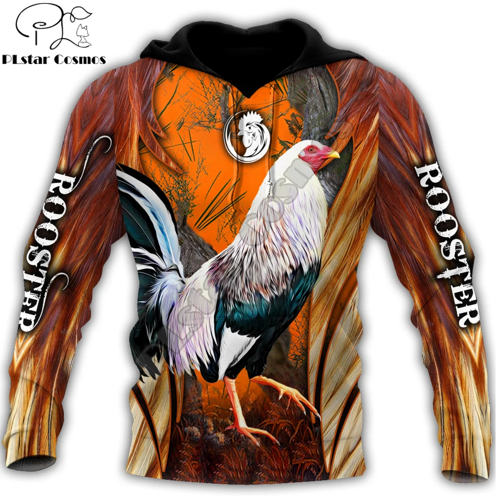 Premium Rooster Pattern 3D Printed Autumn Men Hoodies Unisex Casual Pullover Zip Hoodie Streetwear sudadera hombre DW0582