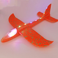 Foam Hand Throwing LED Airplanes Toy 48cm LED Flight Mode Glider Inertia Planes Model Aircraft Planes for Kids Outdoor Sport