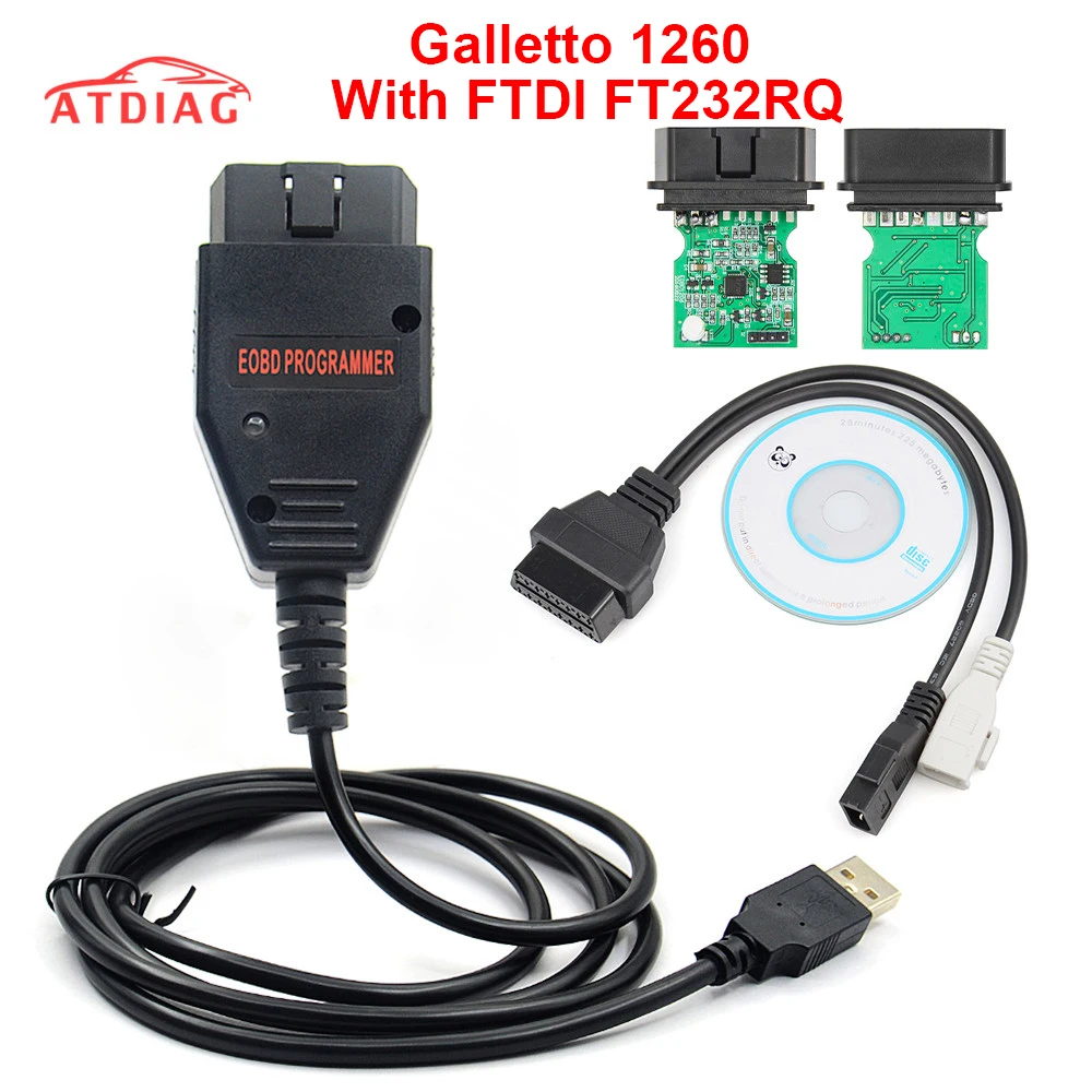 Galleto 1260 EOBD/OBD2/OBDII ECU Flasher 1260 ECU Chip Tuning with FTDI Chip Galletto 1260 Diagnsotic Interface 1260 Tuning Tool