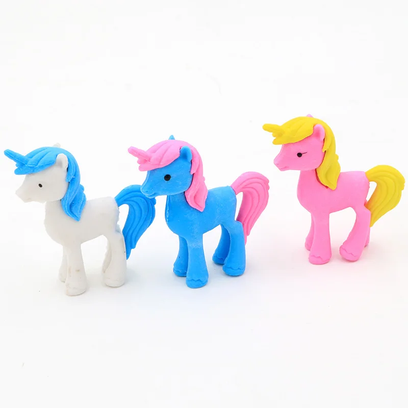 1pc Creative Eraser Cartoon Unicorn Pony Cute Animal Eraser Customized Student Stationery Wholesale