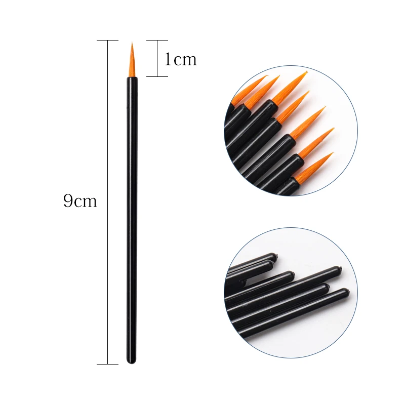 50pcs Black Handle Reusable Gel Liner Nail Art Brushes Painting Pen Beauty Makup Tools Disposable Eyeliner Brushes Nail Art Pen