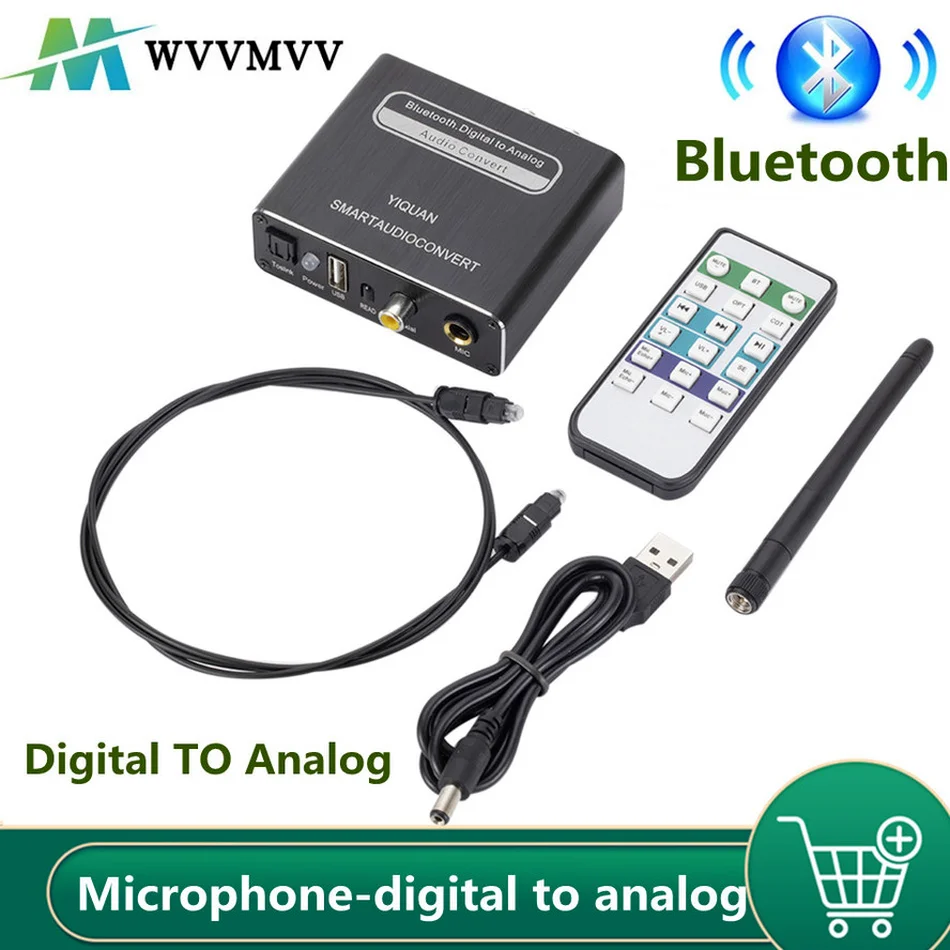 Wvmvv Bluetooth 5.0 kompatybilny DAC cyfrowy na analogowy konwerter Audio Adapter odtwarzanie mikrofon pilot dekoder dźwięku