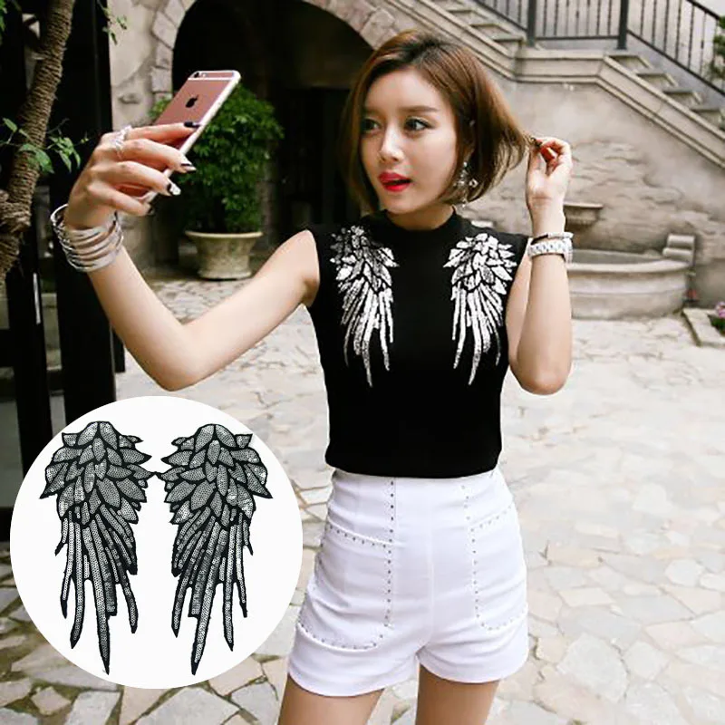 New Arrival Exquisite Sequins Angel Wings Sew-On Patch T-Shirt Applique Embroidery Patch Clothing Accessory Backpack Patches