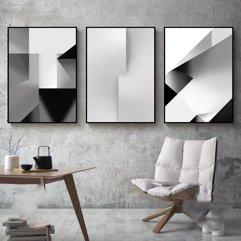 Black and White Gray Abstract Canvas Art Paintings Simple Nordic Art Poster and Prints Wall Art Study Bedroom Home Decor Picture