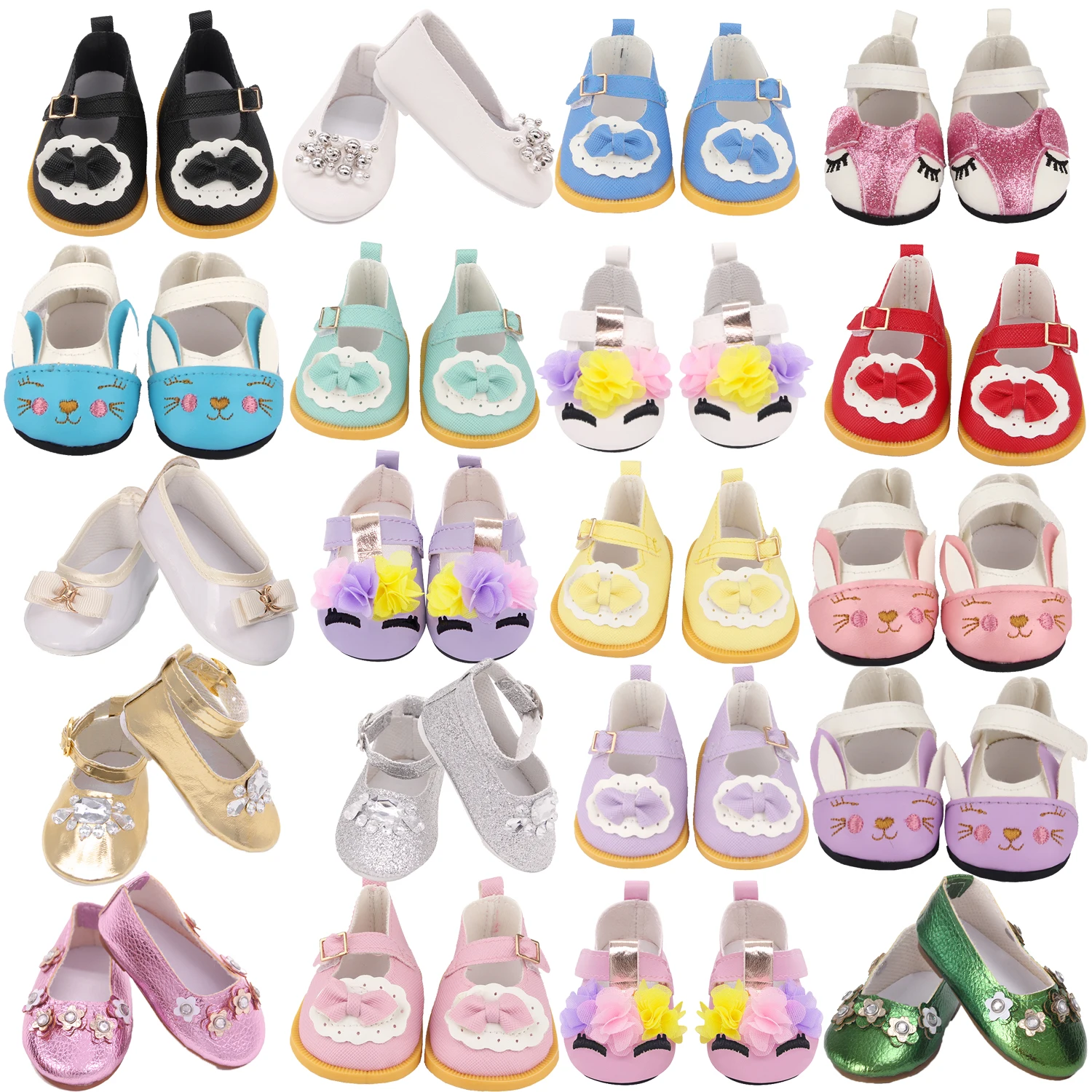 7cm Exquisite Bow Flowerl Doll Shoes Clothes Accessories For American 18Inch&43cm Baby New Born Doll Mini Boots For OG Girl Doll