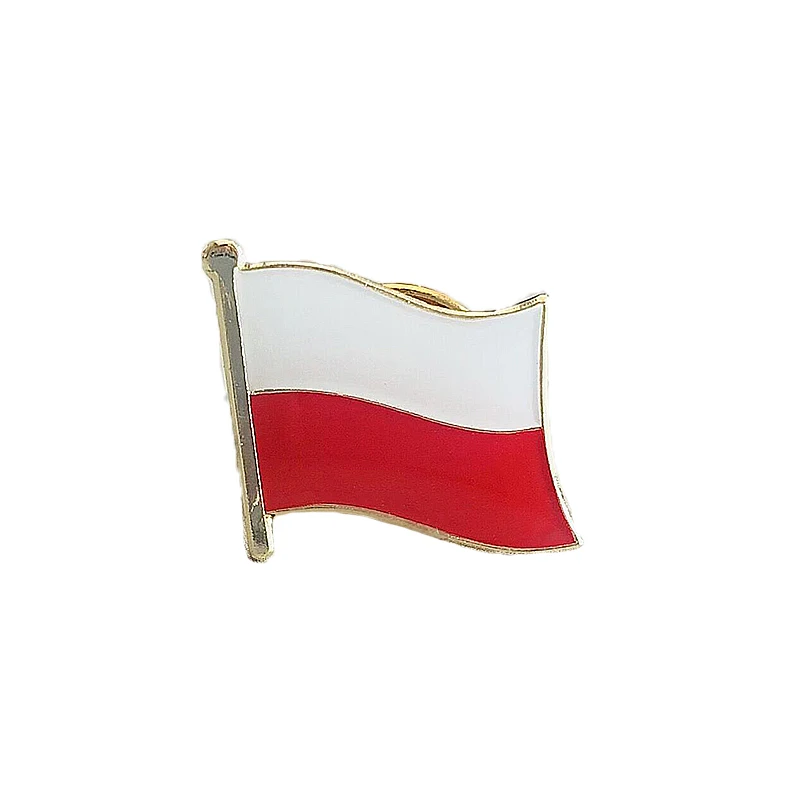 Poland National Flag Lapel Pins Crystal Epoxy Metal Enamel Badge Paint Brooch Souvenir Suit  Personality  Commemorative  Gifts