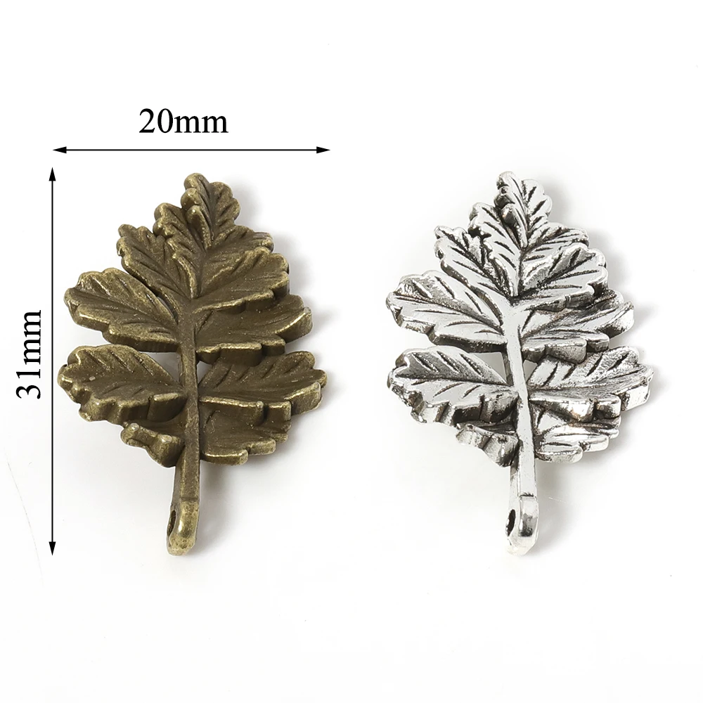 10pcs Maple Leaf Charm for Jewelry Making Necklace Plant Pendants Accessories Handmade Craft Wholesale 20x31mm DIY