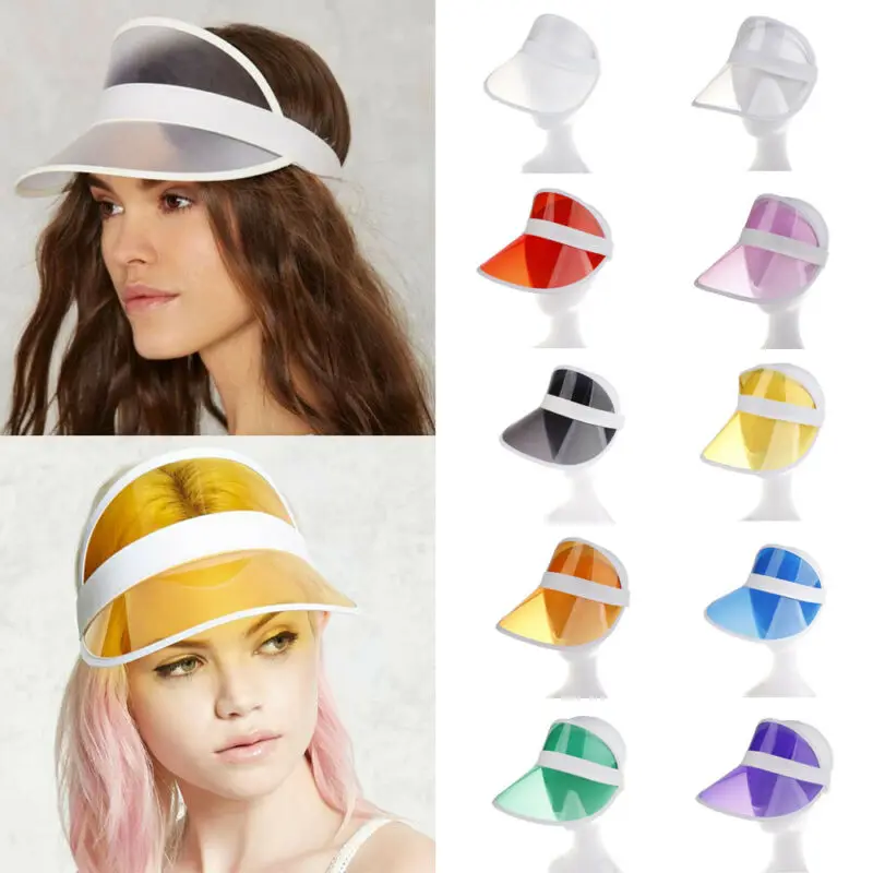 Hot Transparent Clear Plastic Adult Sunscreen Cap Women Summer PVC Outdoor Sport Frosted Hat Sun Visor Party Casual Hat