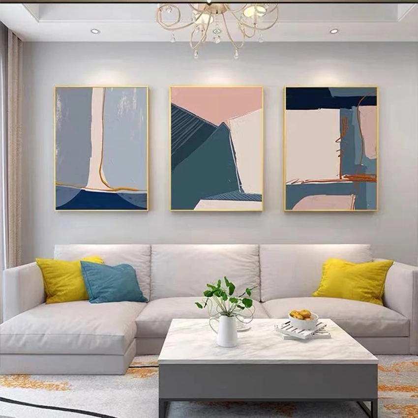 NEW Interior Decor 3 Panel Wall Art Picture For Home Hand Painted Acrylic Oil Canvas Poster Living Room Sofa Pop Hanging Drawing