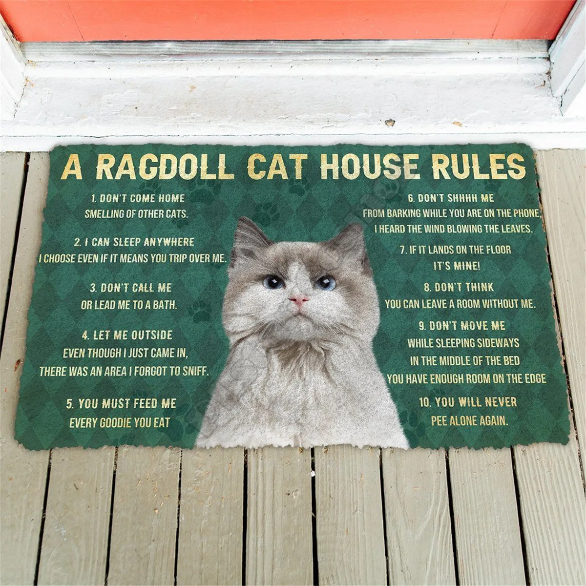 3D house rules  Ragdoll Cat Doormat Non Slip Door Floor Mats Decor Porch Doormat