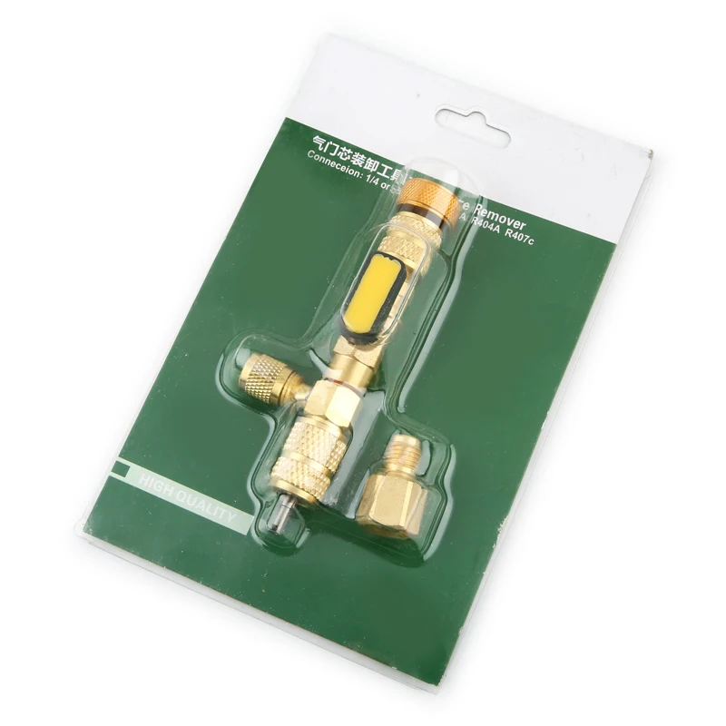 Herramienta de instalador de núcleo de válvula R410A R22 con puerto Dual tamaño 1/4 y 5/16 para sistema HVAC R404A, R407C, R134A, R12, R32