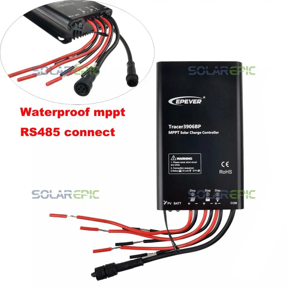 Epever 15A MPPT Solar Charge Controller 12V/24V Waterproof Regulator TracerBP Lithium Battery MPPT Controller 60V/100V PV Input