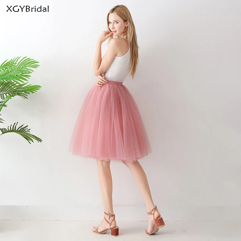 Jupe Tutu plissée en Tulle, 5 couches, 60cm, mode femmes, printemps et été, jupe de demoiselle d'honneur pour mariage