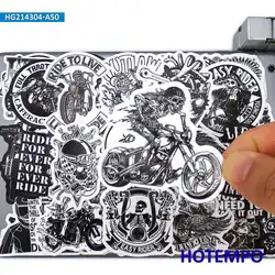 50Pcs Retro Racing Motorcycle Skeleton Rider Grappige Schedel Sticker Voor Telefoon Laptop Gitaar Skateboard Fiets Motorfiets Auto Stickers