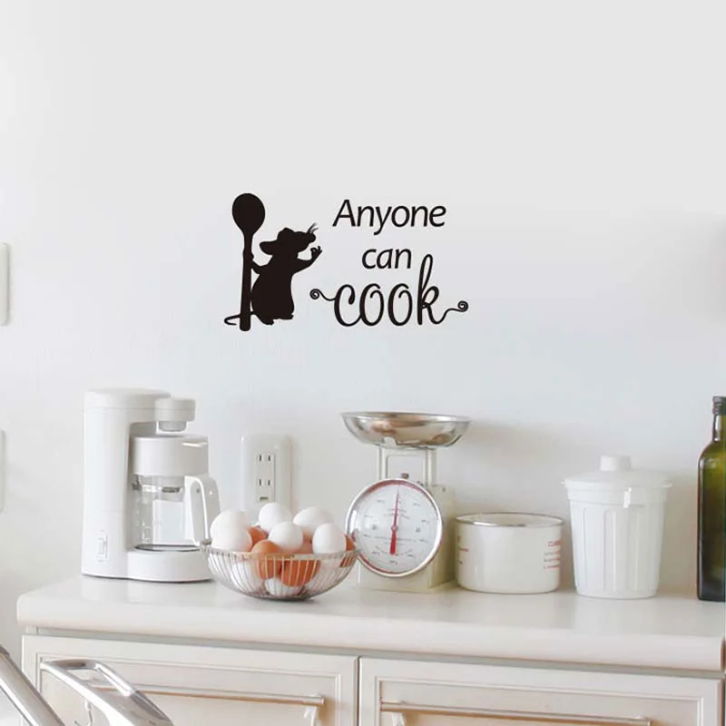 Funny Cooking Mouse Wall Sticker For Kitchen Background Home Decoration Mural Anyone Can Cook Room Decals Removable Wallpaper