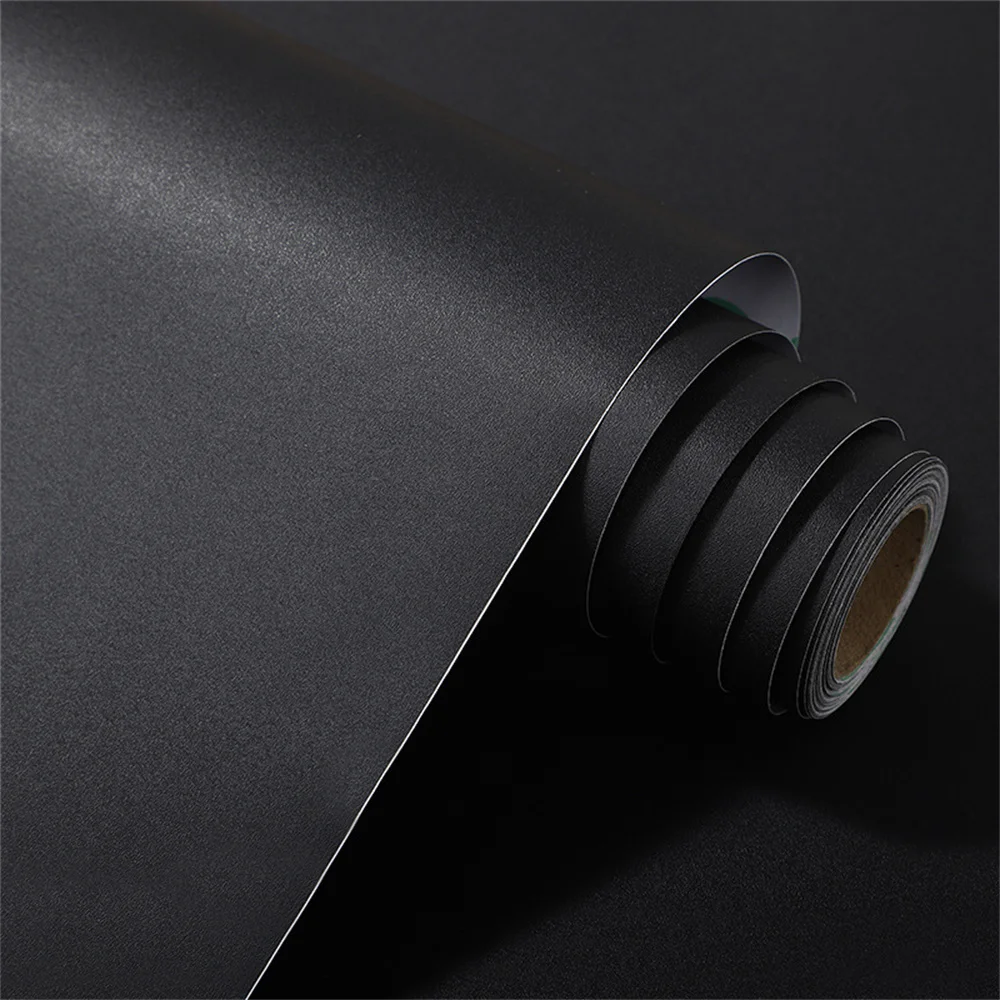 

5m/10m Self-adhesive Film Black Kitchen Cabinet Sticker Matt Furniture Wallpaper For Furniture Cupboards Tables Wall Film