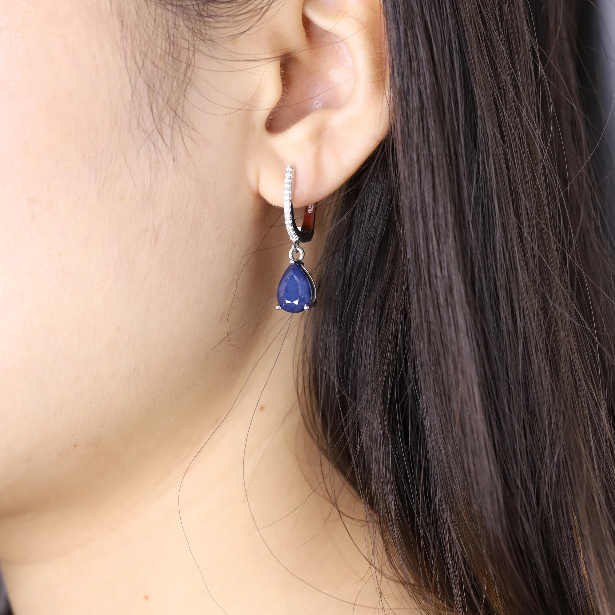 Gem\'s Ballet 5.05Ct Natural Blue Sapphire Gemstone Drop Earrings 925 Sterling Silver Fine Jewelry For Women Wedding
