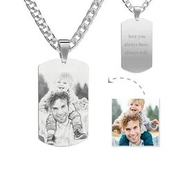 Stainless Steel Custom Personalized Necklace 3 Colors Photo Numbers Name Free Engrave Necklaces For Women Men Valentines Gifts