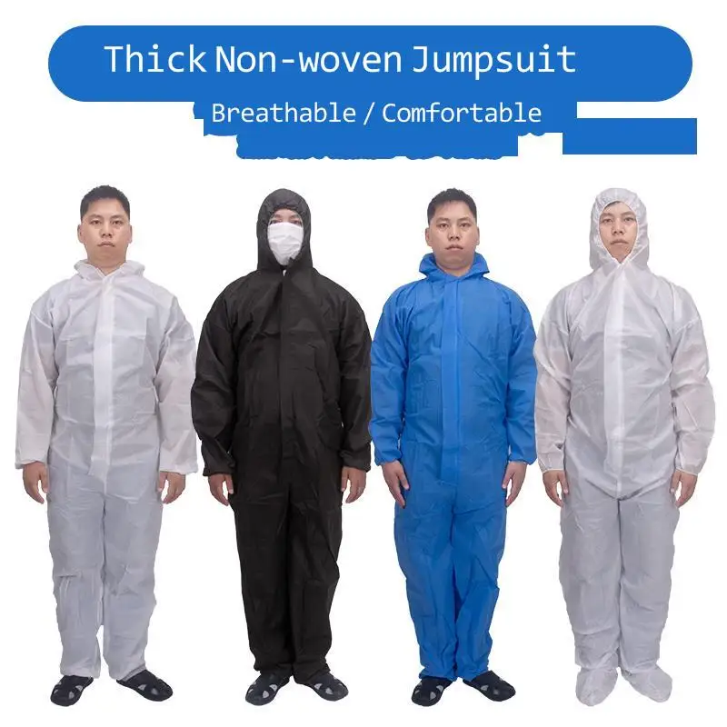 Disposable Protective Clothing Security And Protection SMS Nonwoven Fabric Thicker Coverall CleanRoom Dustproof Jumpsuit Garment