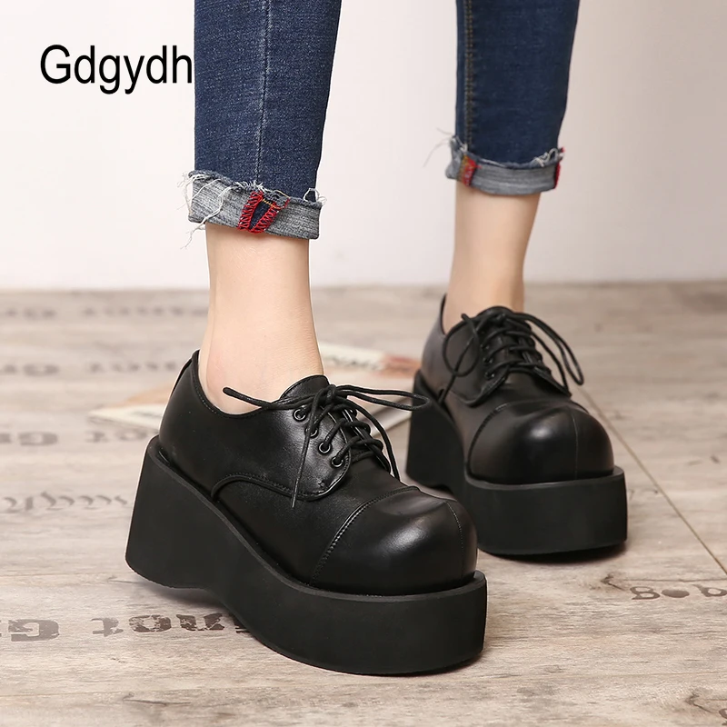 Gdgydh Gothic Mori Girl Lolita Shoes Women Platform Cosplay Punk Shoes Lady High Heels Wedges Pumps Princess Party Shoes Black