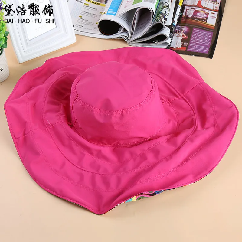 Korean version of the sun hat lady summer foldable large cloth hat sun hat double-sided super-fire one hair