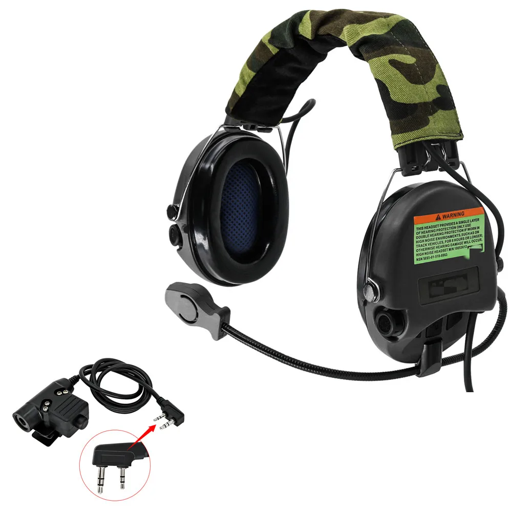 

MSASORDIN Pickup Noise Reduction Tactical Headset Military Airsoft Electronic Shooting Earmuffs Hunting Headphone with U94 Ptt