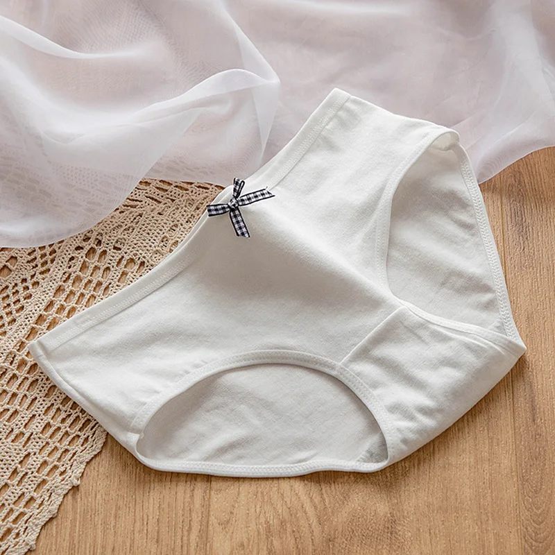 new underwear 5pc/bag new cotton lovely middle waist briefs young girl panties white Teenagers Intimates students L -XL