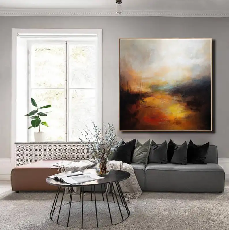 Large Cloud Abstract Painting,Sky Abstract Oil Painting,Skyline Oil Painting Artwork Art Oil Painting,Large Canvas Oil Painting