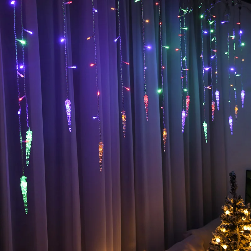 5-28m led cortina icicle luzes da corda guirlanda de natal cachoeira droop 0.5-0.7m jardim rua ao ar livre luz decorativa do feriado