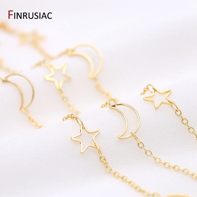 

Korean DIY chain accessories copper metal 14K gold plated star and moon chain jewelry making material