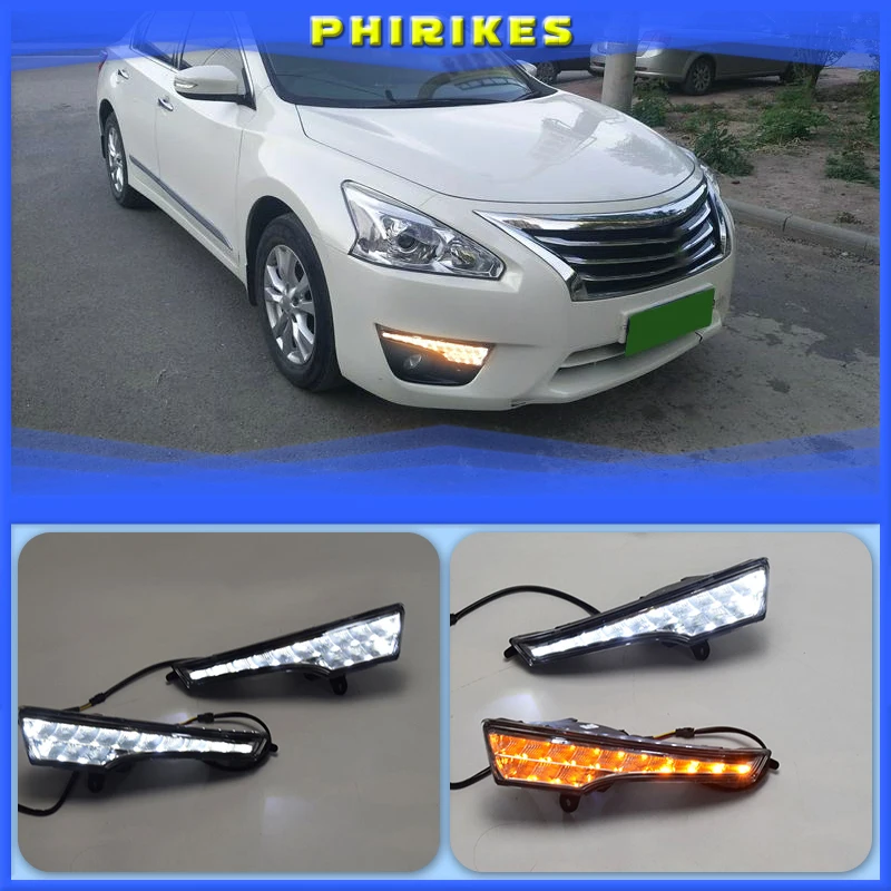 

Car 1 Pair DRL For Nissan Teana Altima 2013 2014 2015 2016 Daytime Running Lights fog lamp cover headlight 12V Daylight