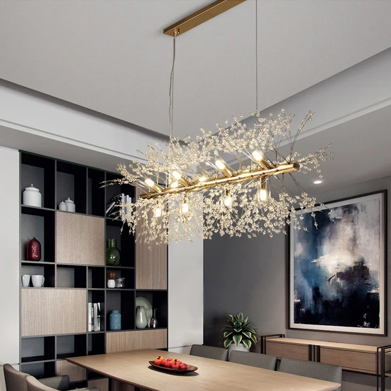 

Net red chandelier modern minimalist clothing store crystal bedroom lamp dandelion light luxury living dining room lighting