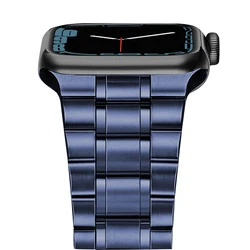 For apple watch 7 band 45mm 41mm iwatch 6 5 4 se 44mm 40mm 3 42mm 38mm Adapter strap integrated Stainless steel Bracelet blue