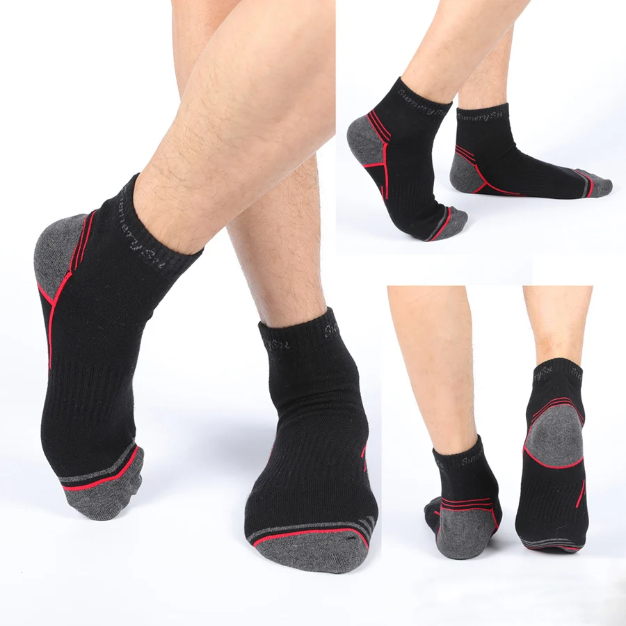 Chaussettes de sport de plein air décontractées pour hommes, coton, rayé, compression, longue, équipage, voyage, cadeau masculin, noir, rouge,